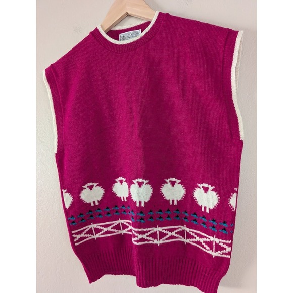 Vintage Pendleton Wool Sweater Vest Sheep Pullover Cute Preppy Retro Cottage S - Picture 7 of 10